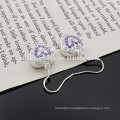 Popular Women Style Plating silver Earring Purple Crystal Heart Shape Charming Earring DS010
